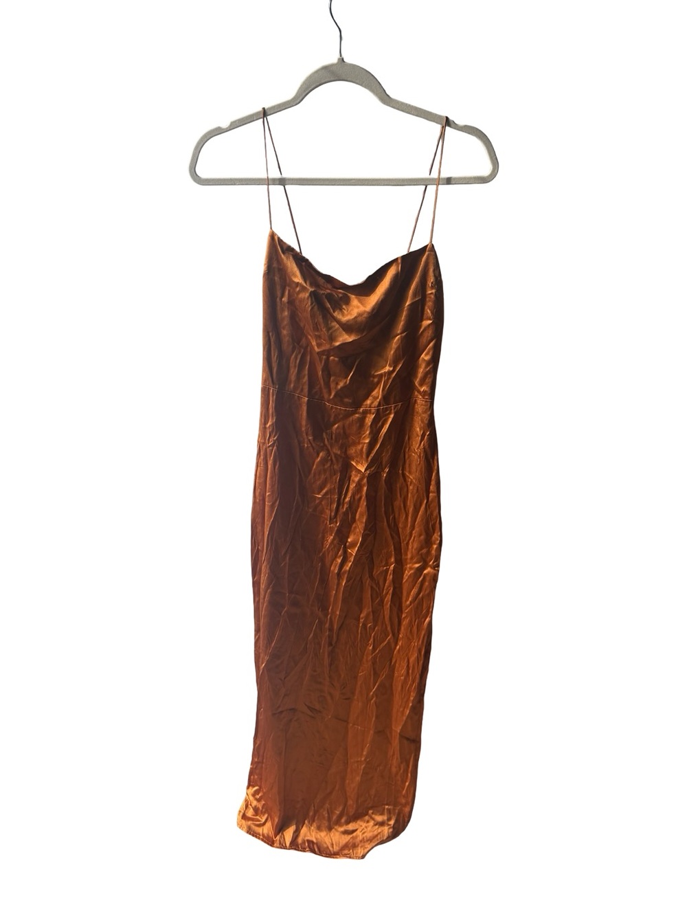 Reformation Frankie Slip Dress Silk  Square-Neck Slip Dress in Caramel - Picture 5 of 9